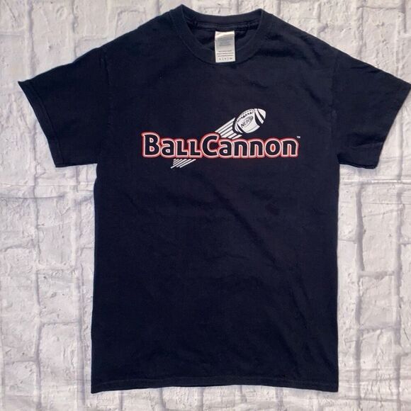 Gilden men S 100% cotton short sleeve Crewneck ball cannon t-shirt black - Picture 1 of 6